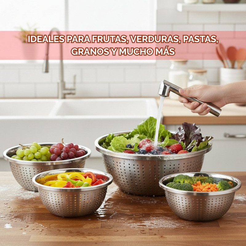 ESCURRIDORES DE ACERO INOXIDABLE PARA COCINA X5 - 3