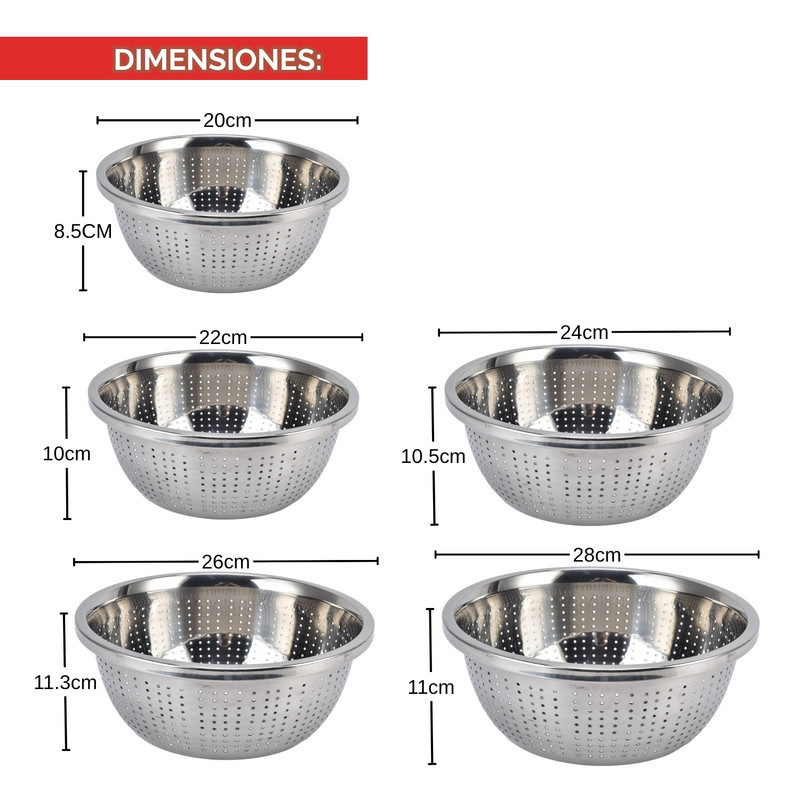 ESCURRIDORES DE ACERO INOXIDABLE PARA COCINA X5 - 4