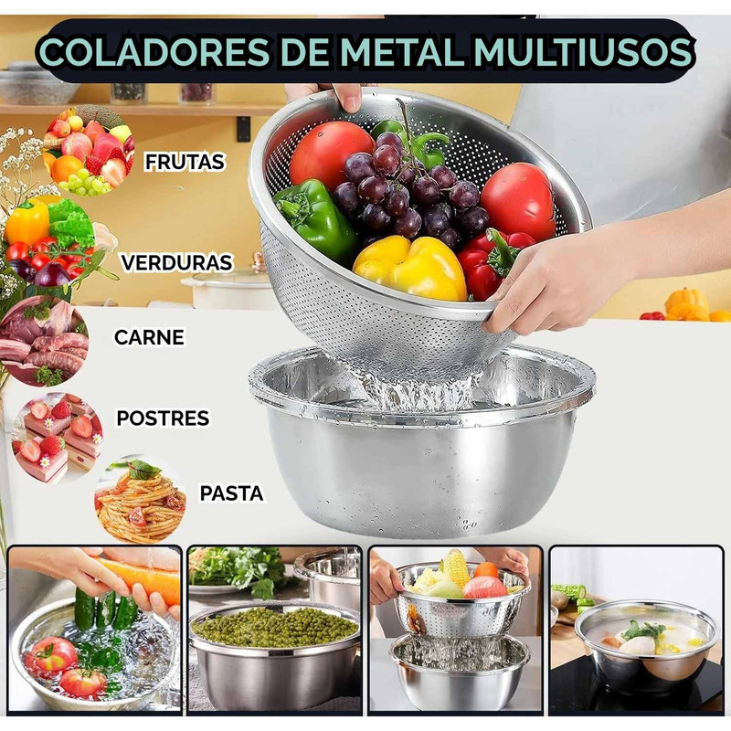 ESCURRIDORES DE ACERO INOXIDABLE PARA COCINA X5 - 6