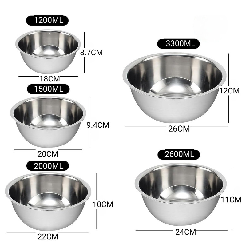 BOWLS DE ACERO INOXIDABLE RESISTENTES X5 – COCINA DIARIA - 2
