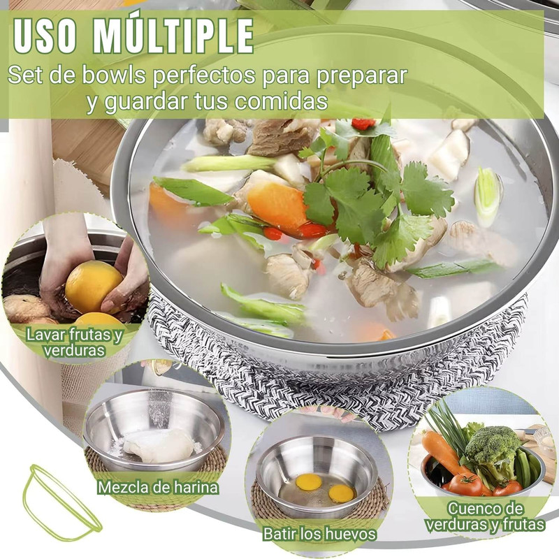 BOWLS DE ACERO INOXIDABLE RESISTENTES X5 – COCINA DIARIA - 4