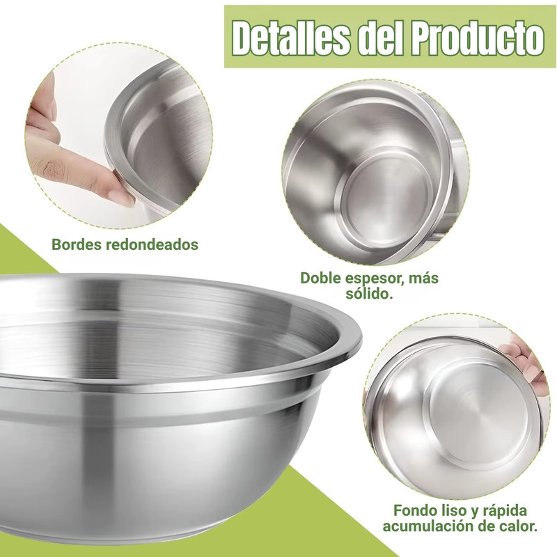 BOWLS DE ACERO INOXIDABLE RESISTENTES X5 – COCINA DIARIA - 6