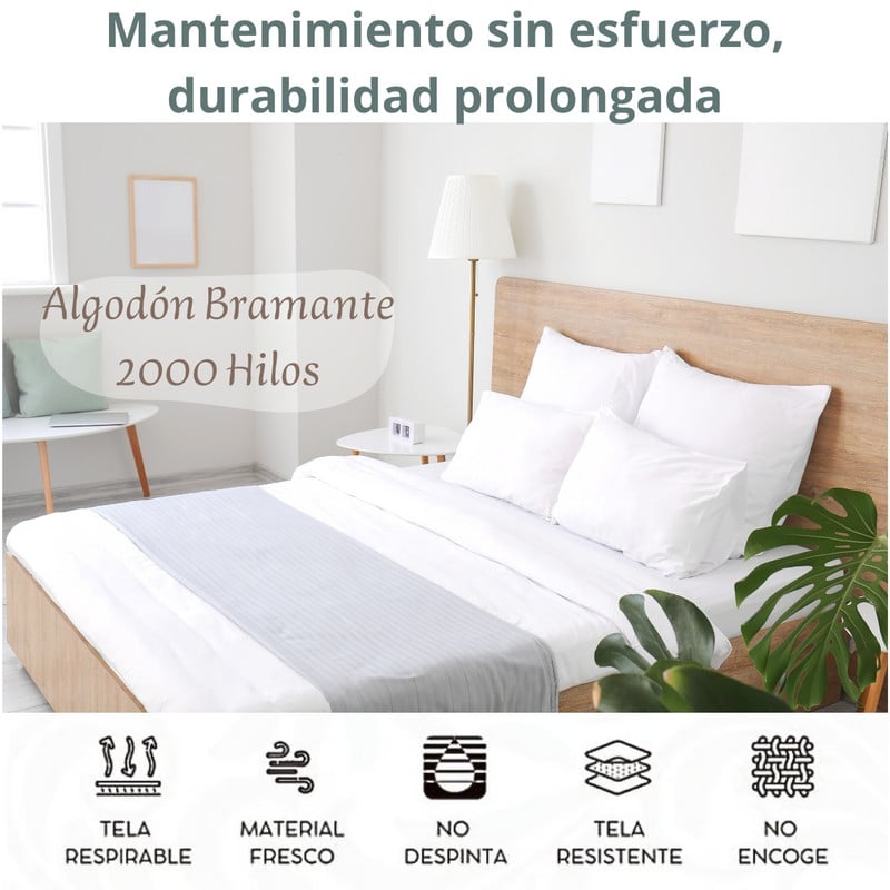 JUEGO DE SÁBANAS 100% SUAVE ALGODÓN 2PLAZAS 4 PIEZAS 2000 HILOS ESTRELLA FLORAL - 4