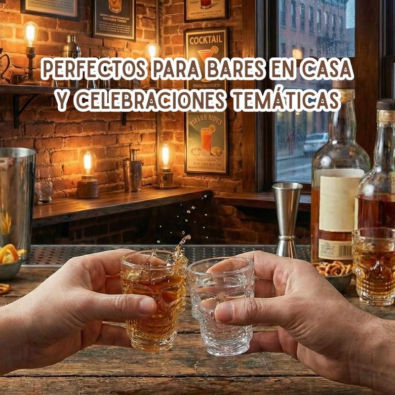 VASOS SHOT DE VIDRIO CON DISEÑO CALAVERA – SET X6 - 3