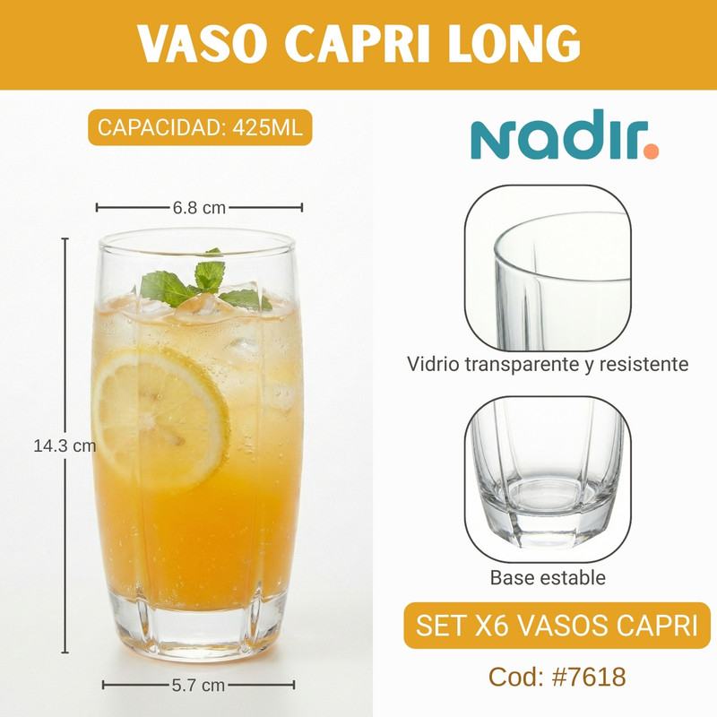 VASOS CAPRI NADIR 425ML DE VIDRIO SET X6 - 3