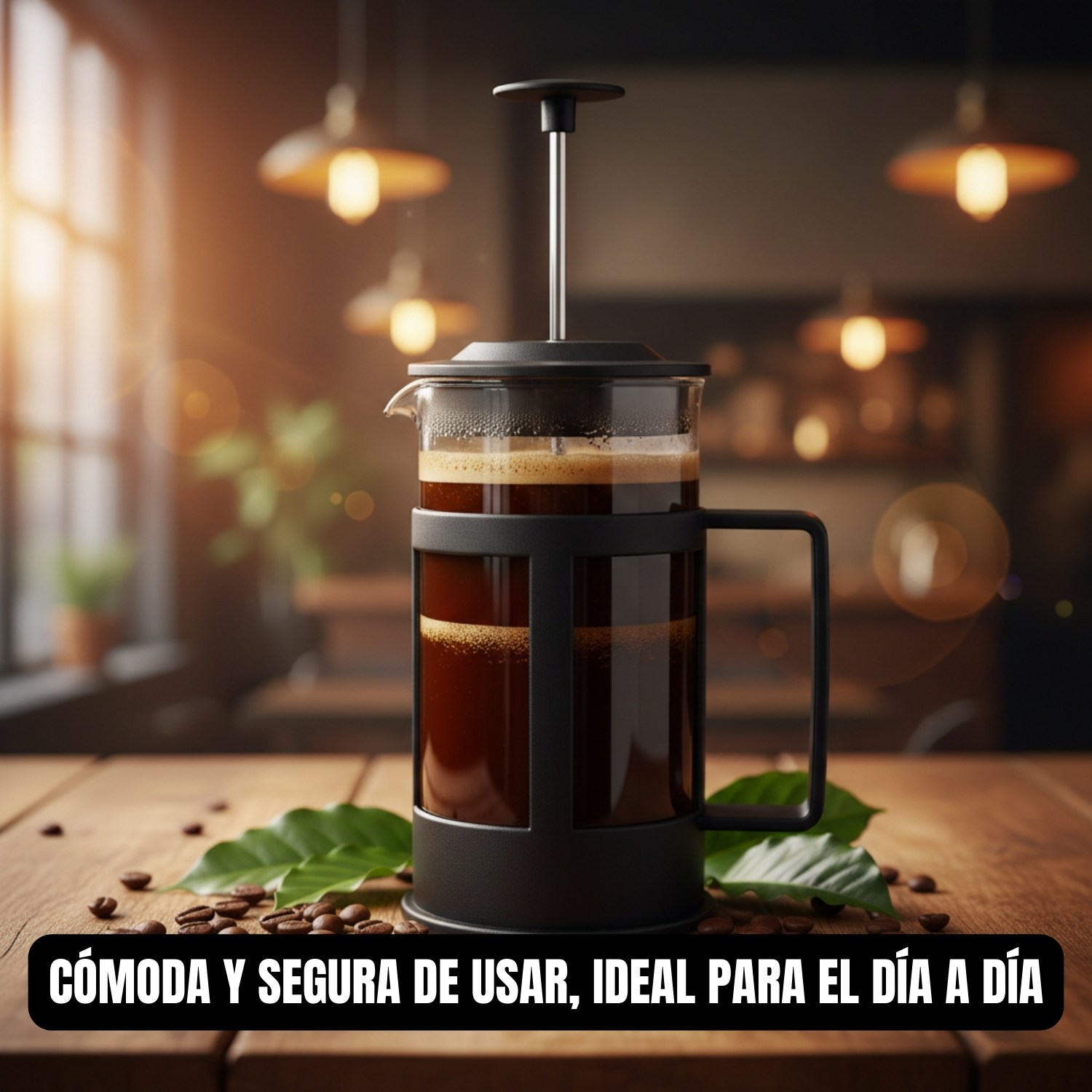 CAFETERA DE PRENSA FRANCESA COLOR NEGRO 350ML - 5