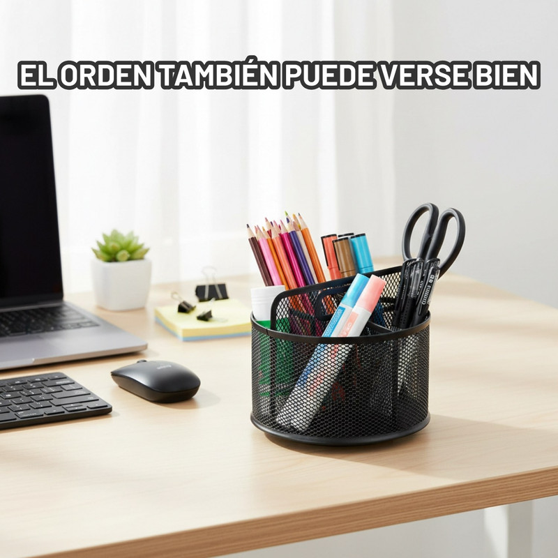 ORGANIZADOR DE ESCRITORIO ROTATIVO 5 COMPARTIMENTOS - 4