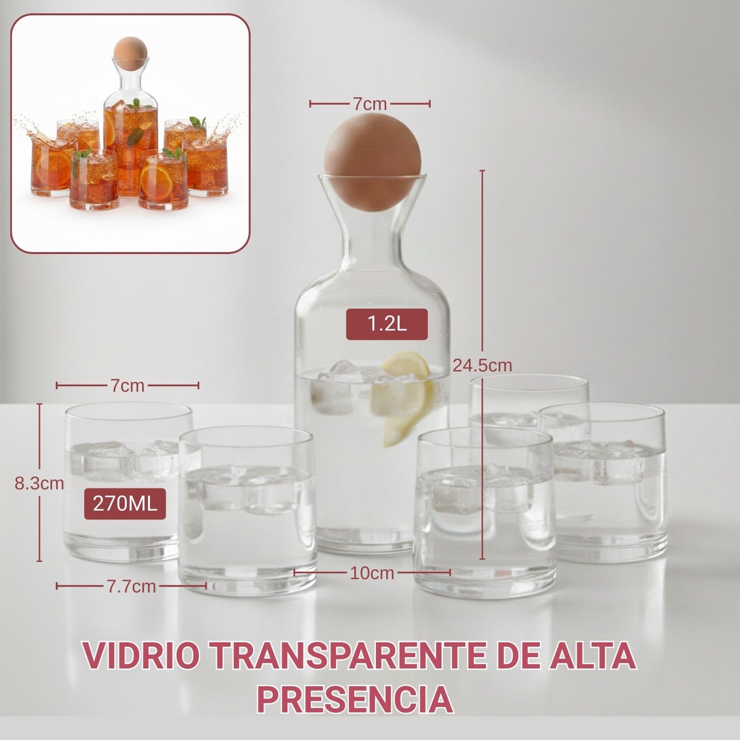 SET 7 PIEZAS - JARRA Y VASOS DE DISEÑO MODERNO FRANCIS - 3