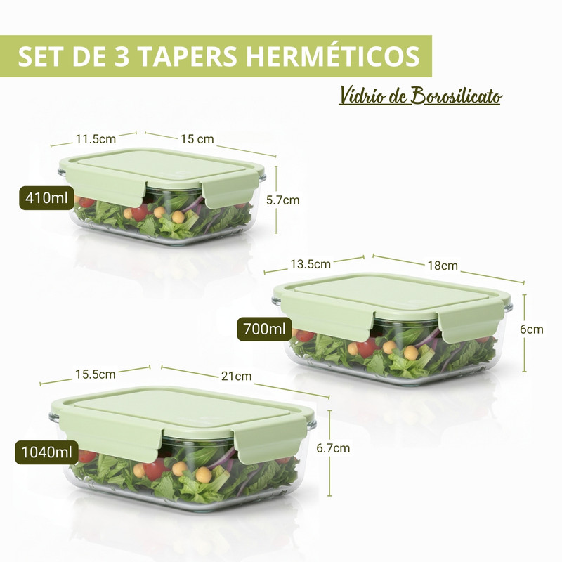 TAPERS DE VIDRIO HERMÉTICOS CON VÁLVULA - 3UND VERDE - 2