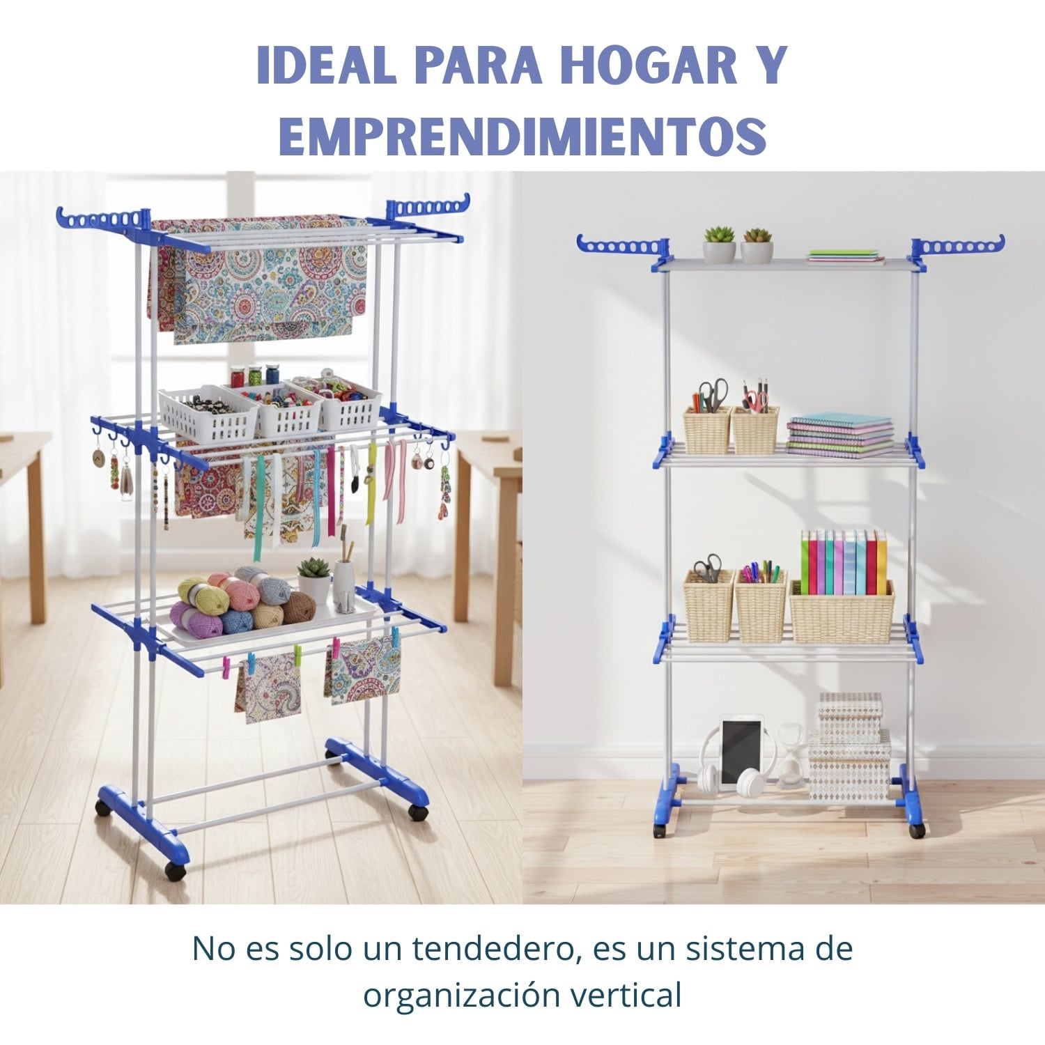 TENDEDERO RACK SECADOR DE ROPA CON RUEDAS 3 NIVELES - 3