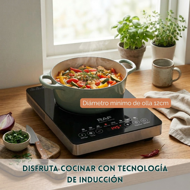 COCINA DE INDUCCIÓN COMPACTA RAF 2200W CONTROL DIGITAL – R.8107 - 2