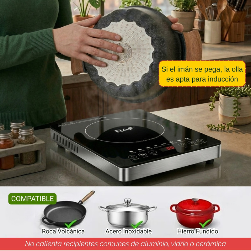 COCINA DE INDUCCIÓN COMPACTA RAF 2200W CONTROL DIGITAL – R.8107 - 4