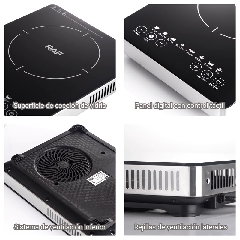 COCINA DE INDUCCIÓN COMPACTA RAF 2200W CONTROL DIGITAL – R.8107 - 5