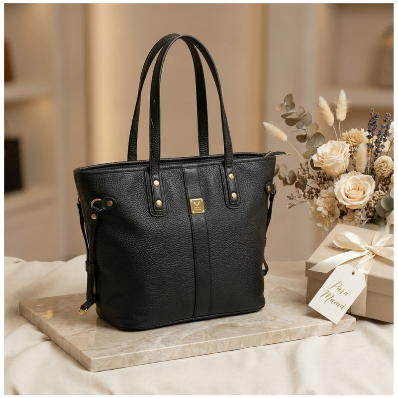 CARTERA TOTE BAG GRANDE NEGRO CON COMPARTIMIENTOS TODO ORGANIZADO - 3
