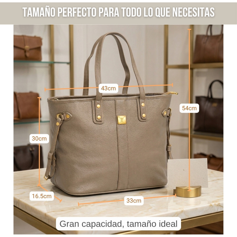 CARTERA TOTE BAG GRANDE TOPO CON COMPARTIMIENTOS TODO ORGANIZADO - 2