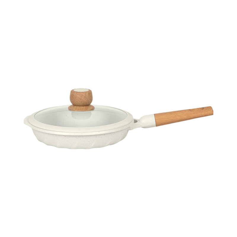 SARTÉN 22CM ANTIADHERENTE CON TAPA MULTIUSO COCINA CREMA - 1