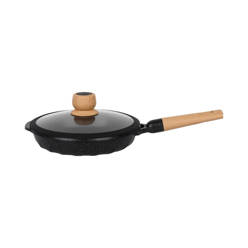 SARTÉN 24CM ANTIADHERENTE CON TAPA MULTIUSO COCINA NEGRO - 1