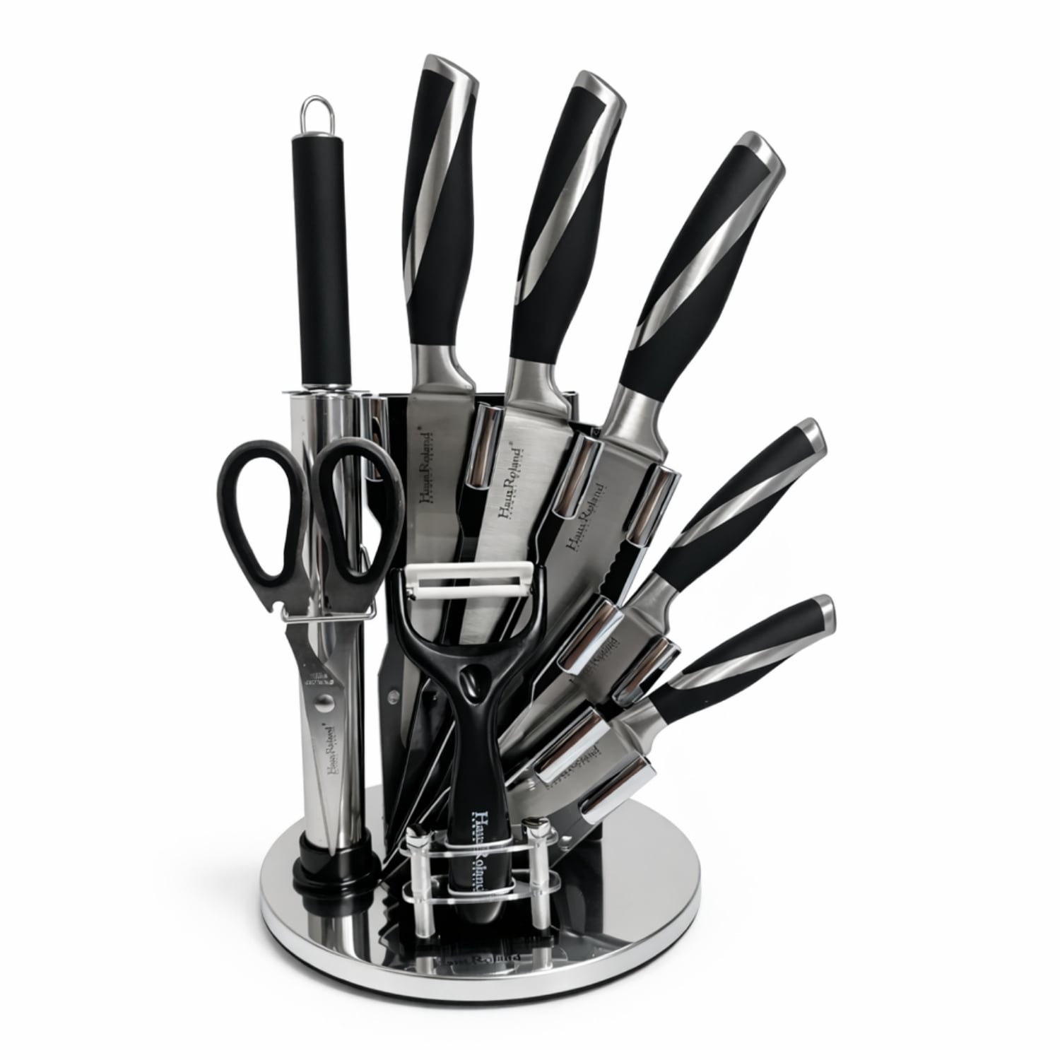 SET DE CUCHILLOS ACERO INOX 9PZS CON BASE GIRATORIA PRÁCTICA - 1