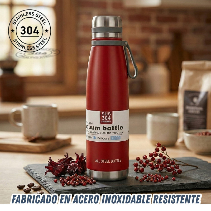 TERMO TOMATODO DE 650 ML ACERO INOXIDABLE COLOR ROJO - 5