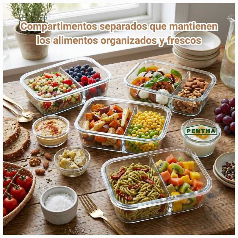 TAPER CON DIVISIÓN 700ML PACK 3 PARA ORGANIZAR ALIMENTOS ROSA - 4