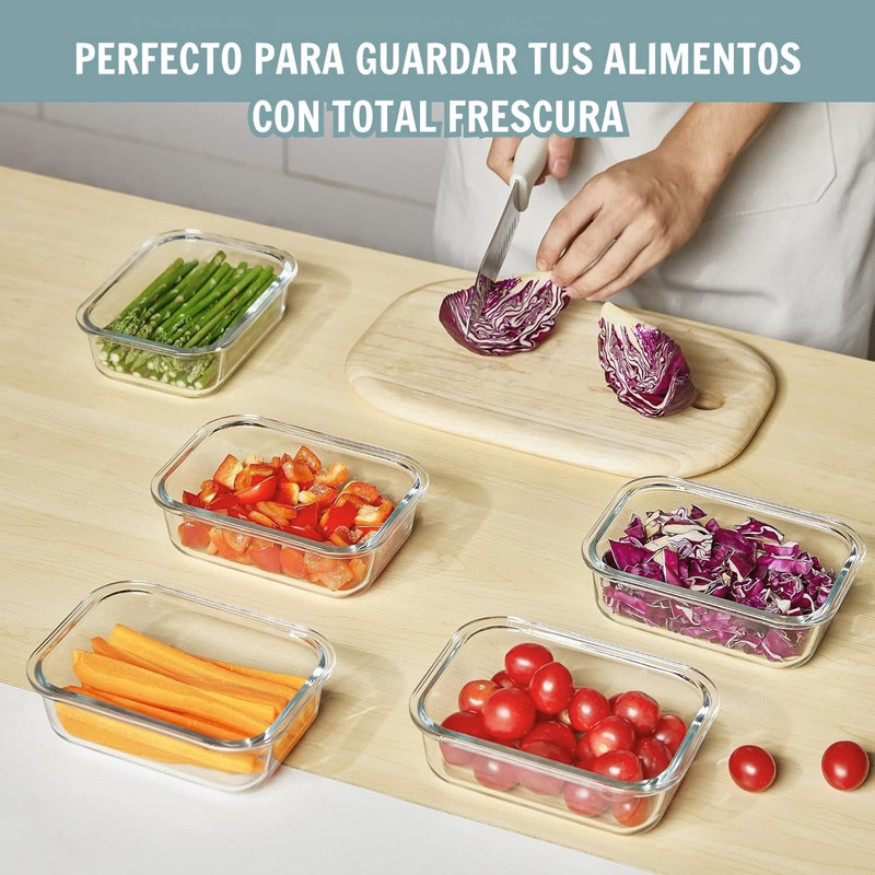TAPER DE VIDRIO 1040ML HERMÉTICO Y PRÁCTICO 3 UNIDADES CELESTE - 3