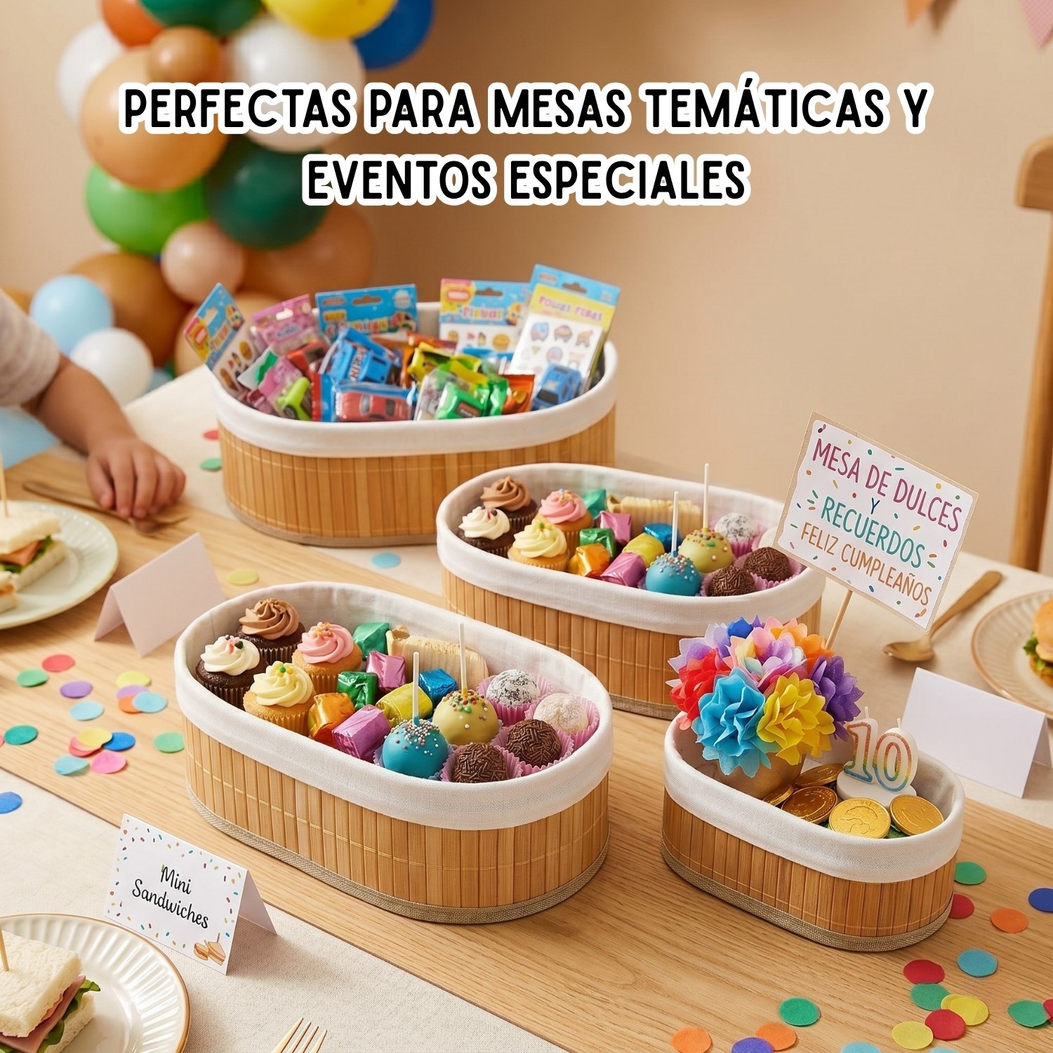 CANASTAS ORGANIZADORAS SET 3 MULTIUSO CON INTERIOR DE TELA - 5