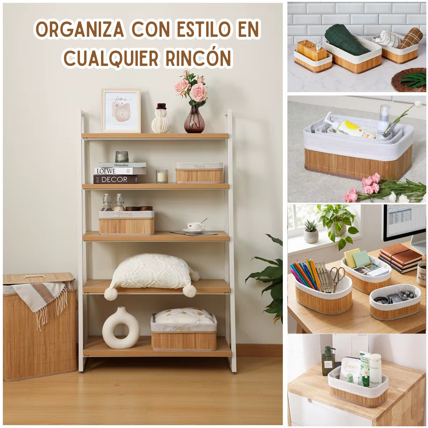 CANASTAS ORGANIZADORAS SET 3 MULTIUSO CON INTERIOR DE TELA - 6