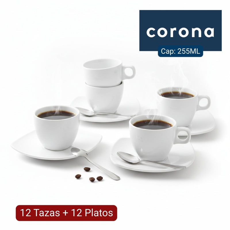 SET PARA CAFÉ 12 PUESTOS 24 PZS CORONA ACTUALITE BLANCO - 1