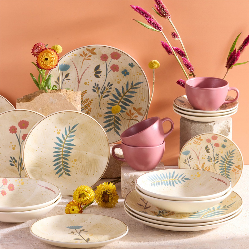 JUEGO DE VAJILLAS 20 PIEZAS CORONA ARABELLA CON DISEÑO FLORAL - 5