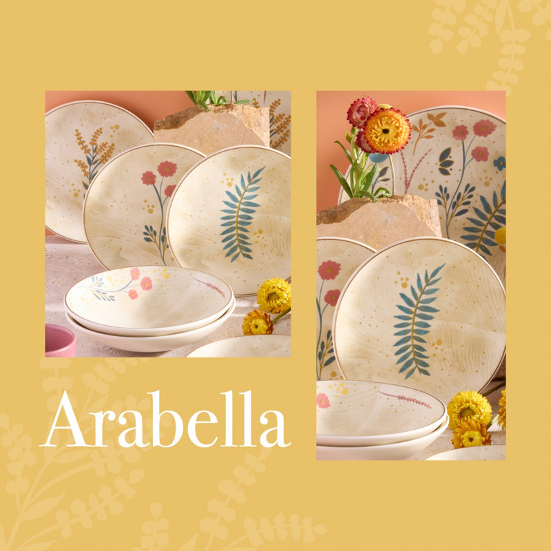 JUEGO DE VAJILLAS 20 PIEZAS CORONA ARABELLA CON DISEÑO FLORAL - 7