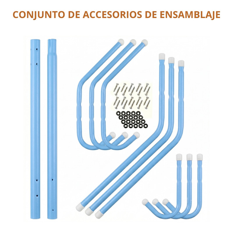 PERCHERO COLGADOR ARMABLE METÁLICO PRÁCTICO Y RESISTENTE CELESTE - 4