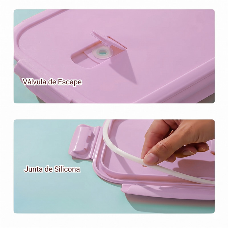 RECIPIENTES TAPER HERMÉTICOS DE VIDRIO 4PZS PARA COCINA ROSA - 3