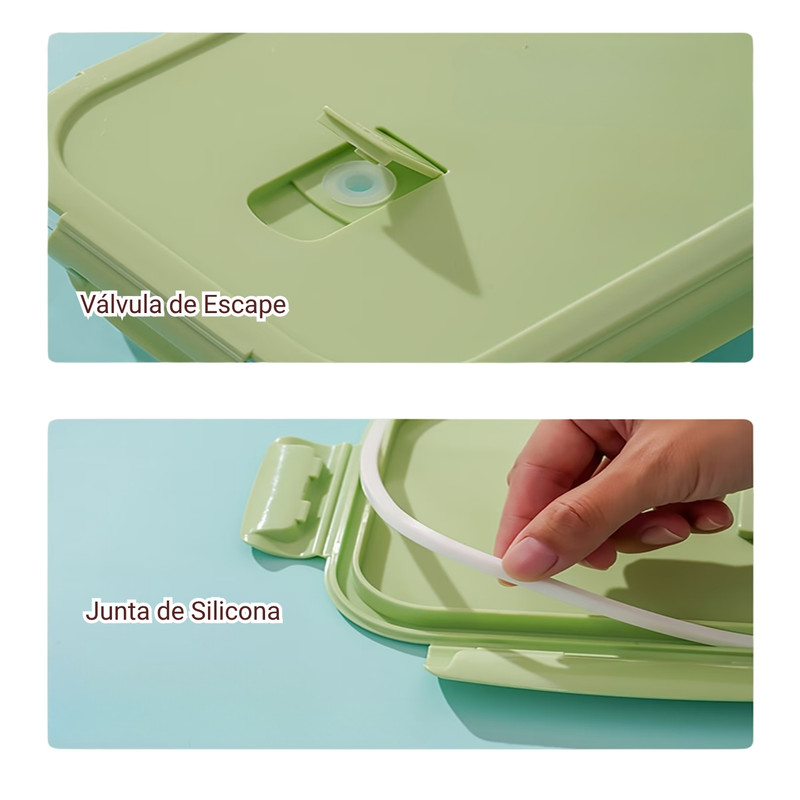 RECIPIENTES TAPER HERMÉTICOS DE VIDRIO 4PZS PARA COCINA VERDE - 3