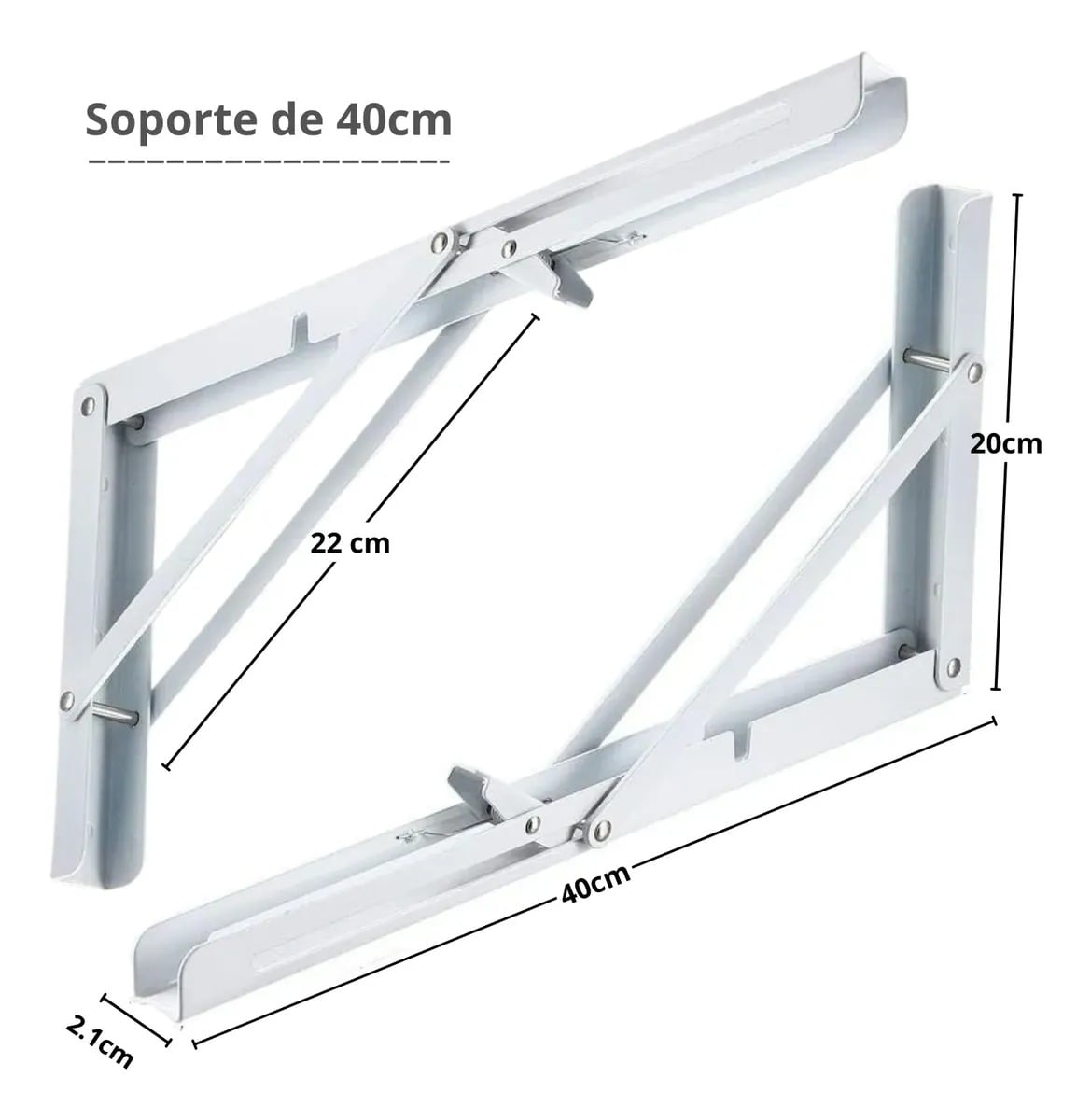 REPISA, SOPORTE, ÁNGULO PLEGABLE PUSH 40CM PACK X6 - 2