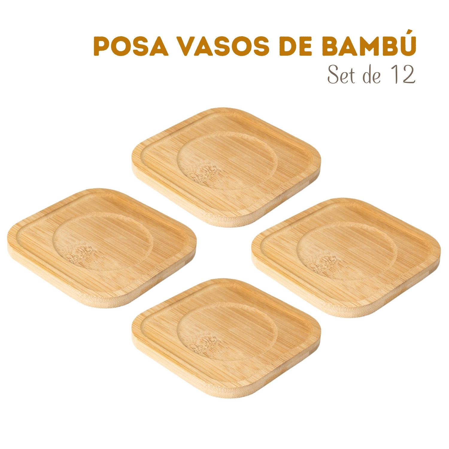 POSA VASOS PORTA VASOS DE BAMBÚ 12 UNIDADES - 1