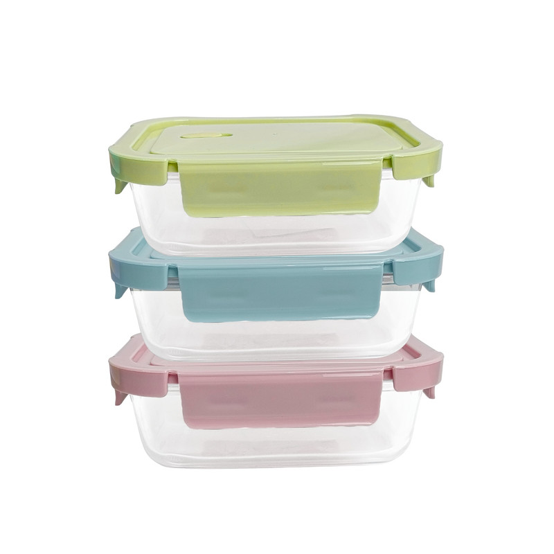 TAPER PEQUEÑO 410ML PARA SNACKS Y POSTRES DE VIDRIO PACK 3 MULTICOLOR - 1