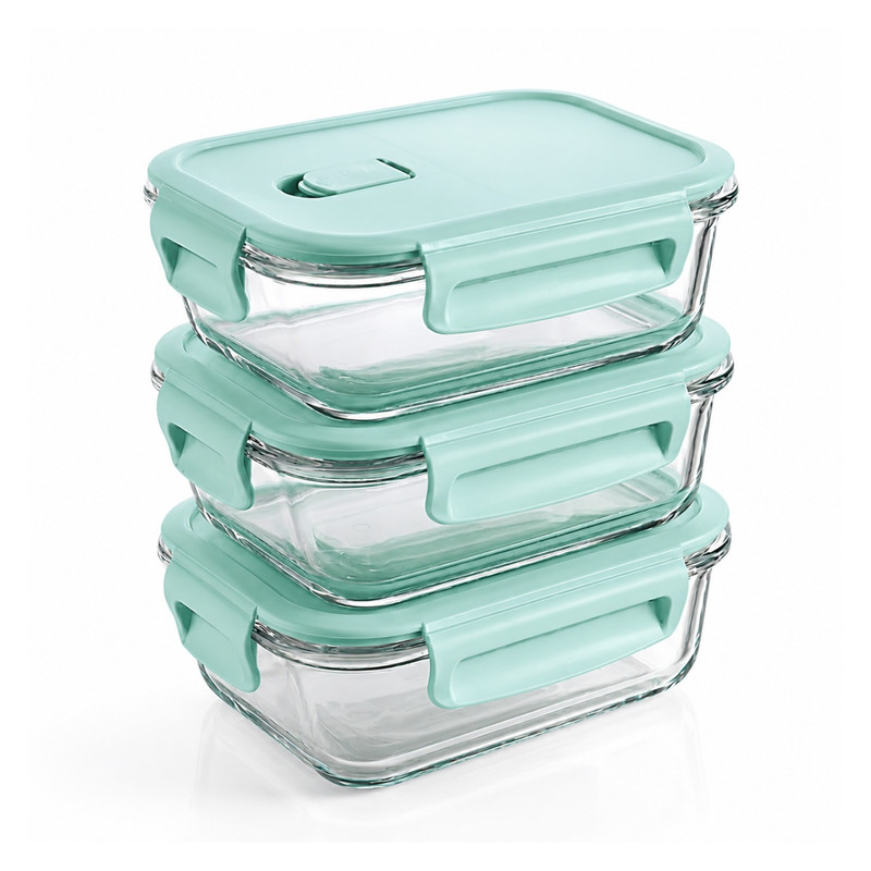 TAPER PEQUEÑO 410ML PARA SNACKS Y POSTRES DE VIDRIO PACK 3 JADE - 1