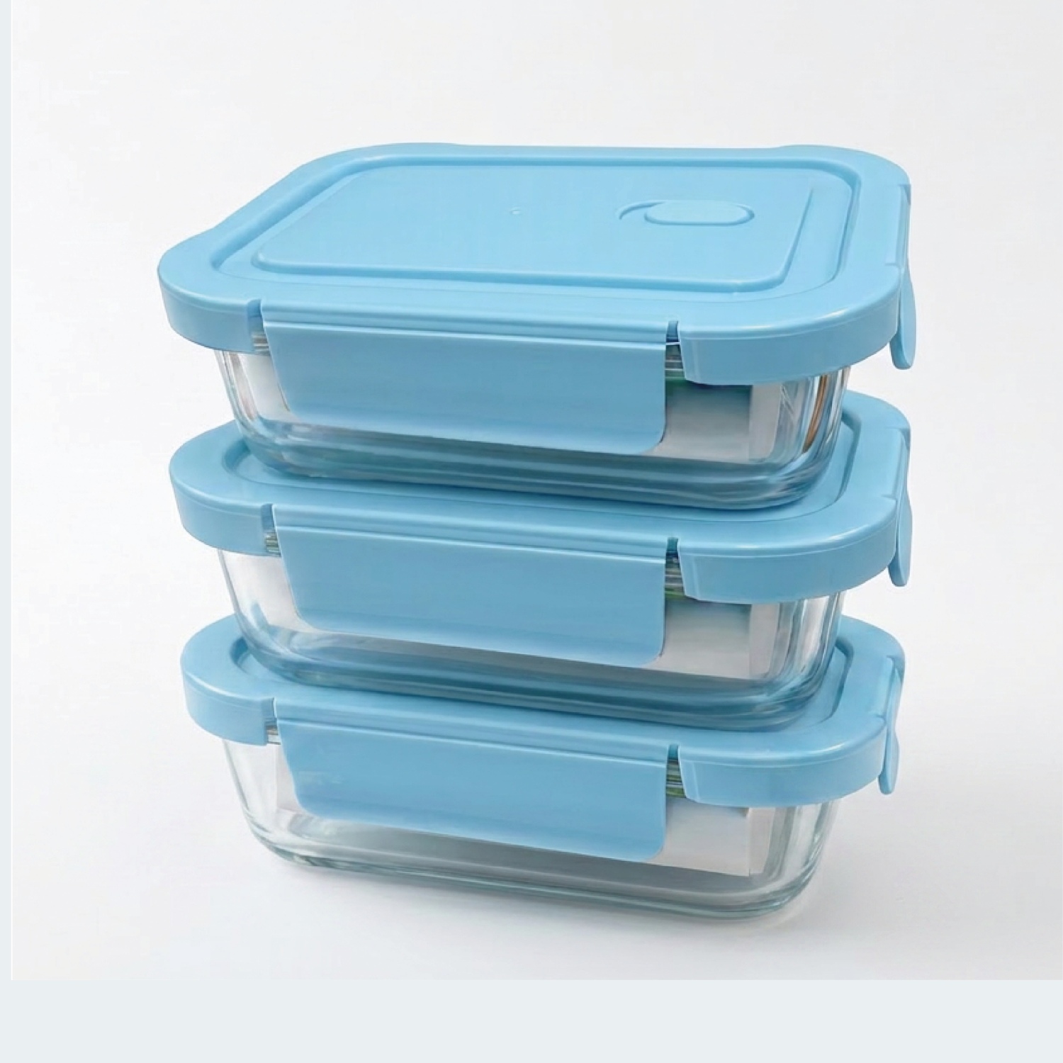 TAPER PEQUEÑO 410ML PARA SNACKS Y POSTRES DE VIDRIO PACK 3 CELESTE - 1