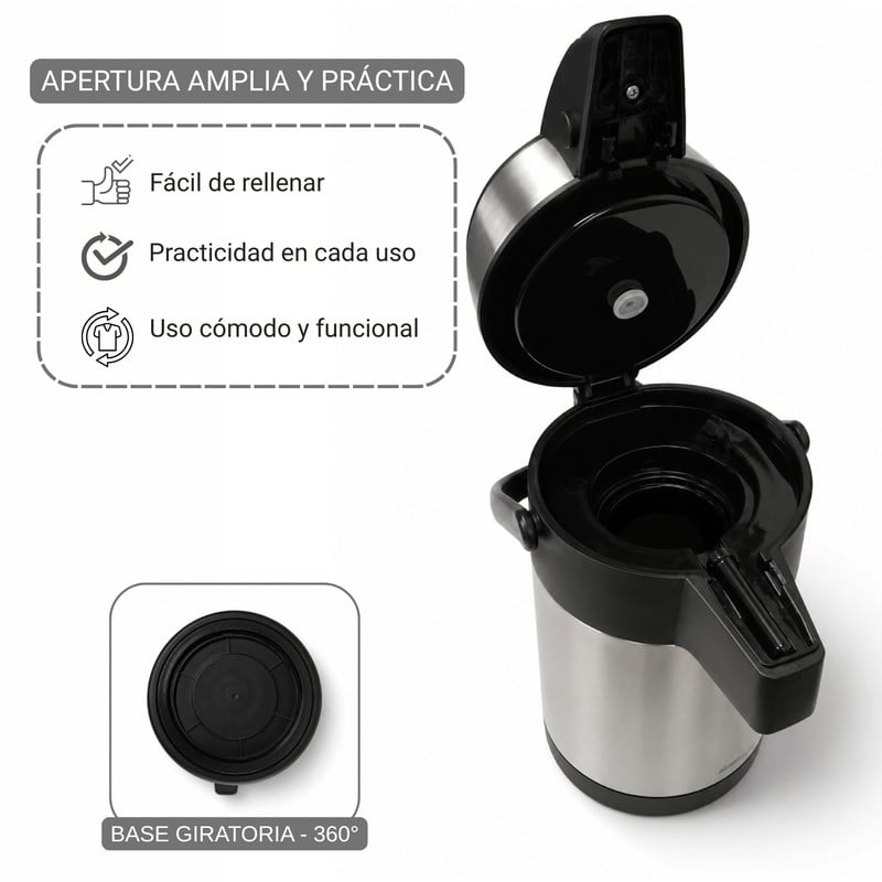 TERMO DISPENSADOR 3L ACERO INOXIDABLE PARA CAFÉ Y BEBIDAS - 3