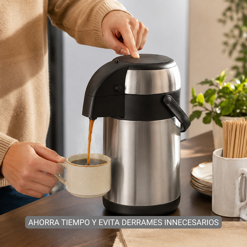 TERMO DISPENSADOR 3L ACERO INOXIDABLE PARA CAFÉ Y BEBIDAS - 4