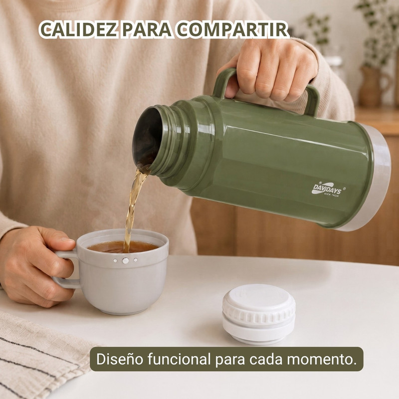 TERMO 1.8 L BEBIDAS CALIENTES Y FRÍAS PARA USO DIARIO FAMILIAR VERDE - 4