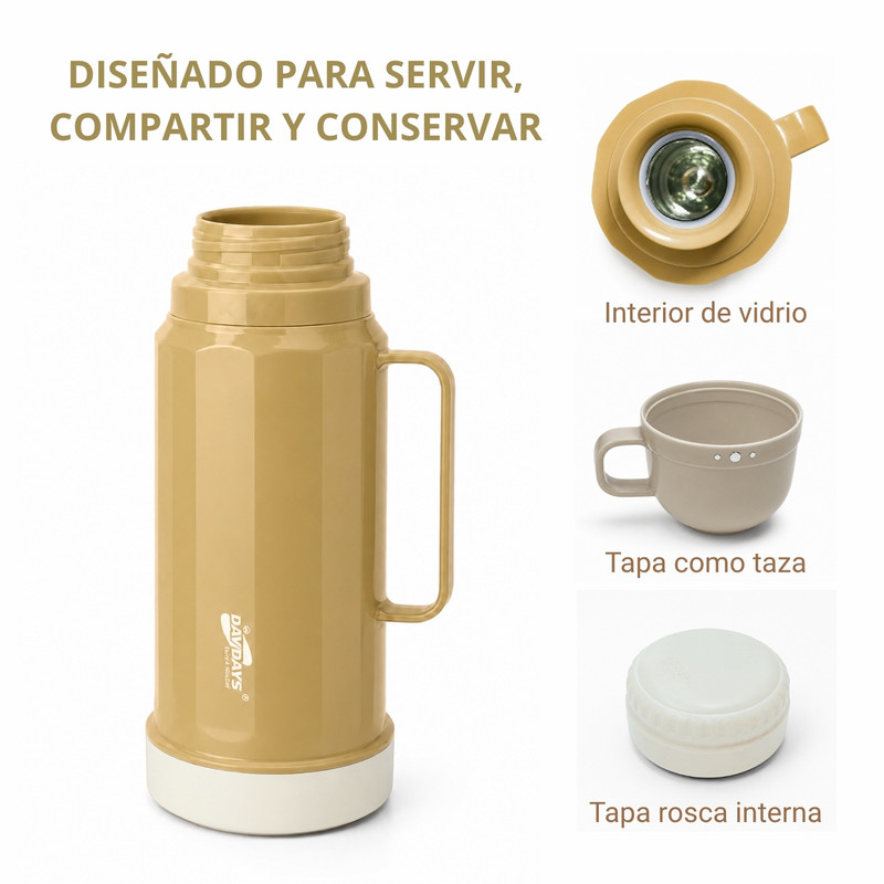 TERMO 1.8 L BEBIDAS CALIENTES Y FRÍAS PARA USO DIARIO FAMILIAR CAMEL - 3