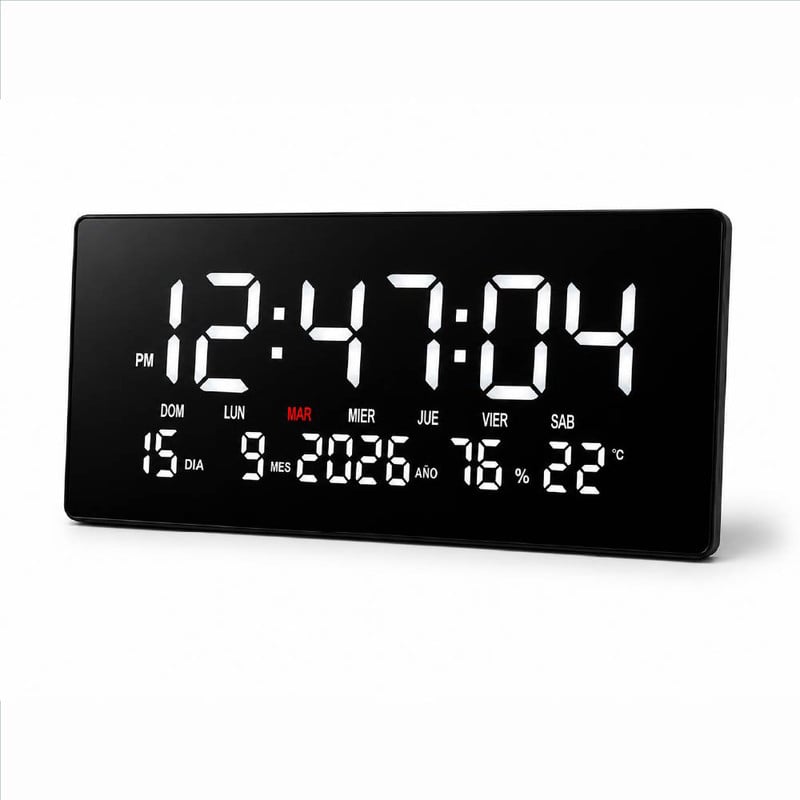 RELOJ LED DIGITAL DE PARED CON HORA, FECHA Y TEMPERATURA BLANCO - 1