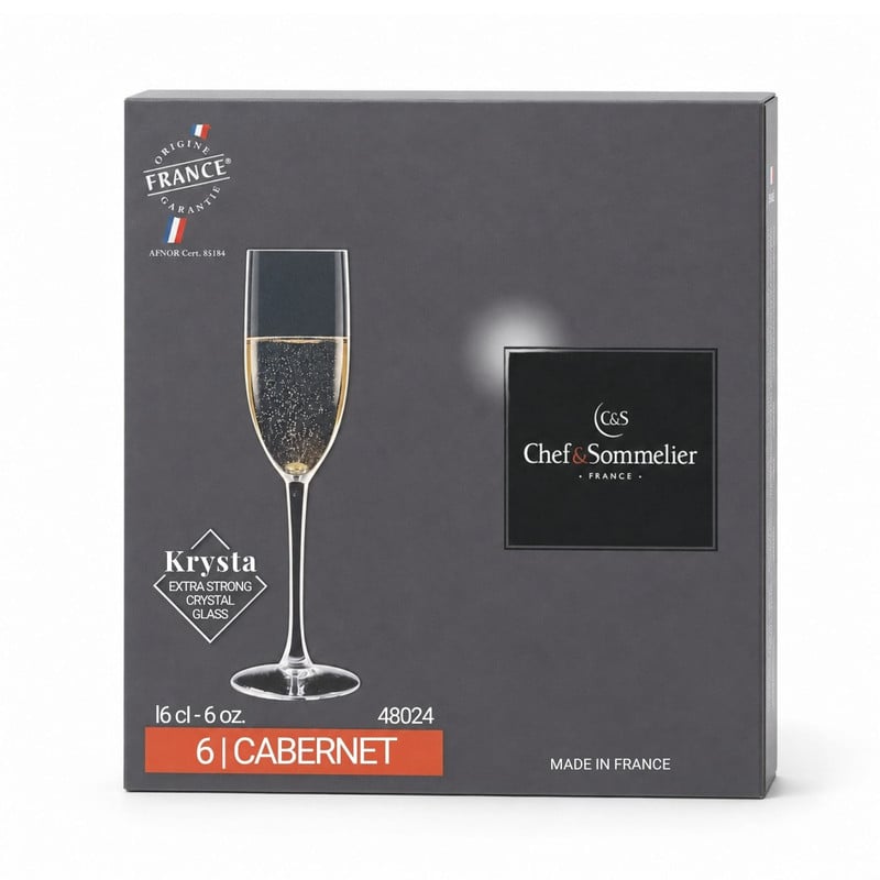 COPAS CHAMPAGNE CRISTAL 160 ML SET X12 CHEFYSOMMELIER CABERNET - 3