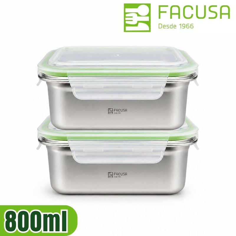 SET DE 2 TAPER 800ML FACUSA CON CIERRE HERMÉTICO - 1