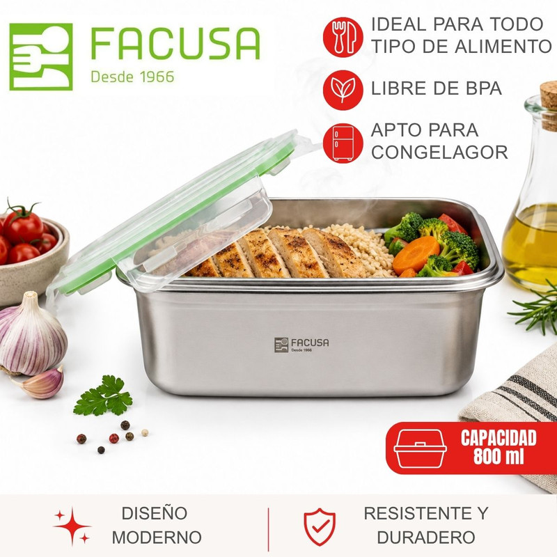SET DE 2 TAPER 800ML FACUSA CON CIERRE HERMÉTICO - 3