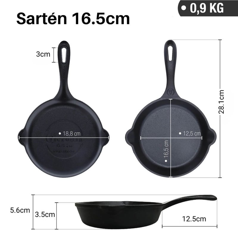SARTÉN VICTORIA DE HIERRO FUNDIDO 16.5CM - PORCIONES PEQUEÑAS - 2