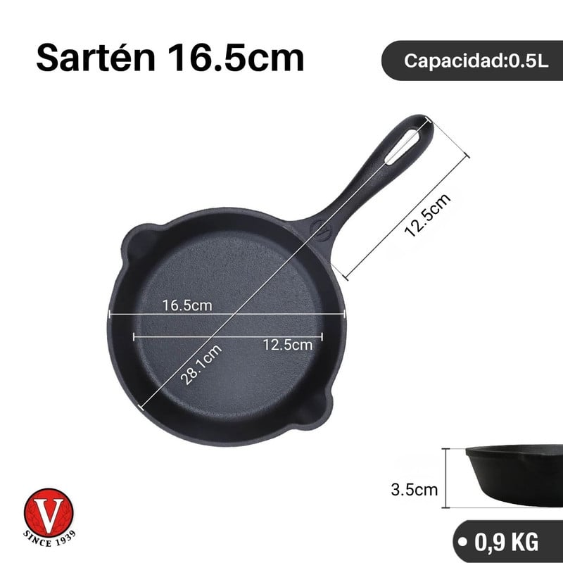 SARTÉN VICTORIA DE HIERRO FUNDIDO 16.5CM - PORCIONES PEQUEÑAS - 4