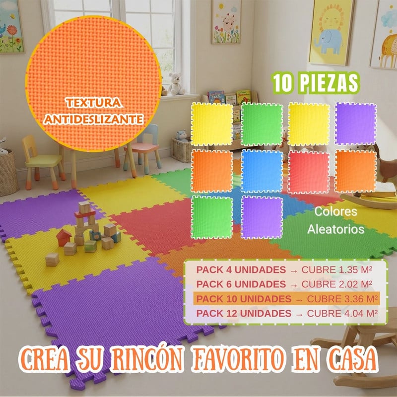 PISO EVA PARA NIÑOS ARMADO RÁPIDO 59X59 PACK 10 - 2