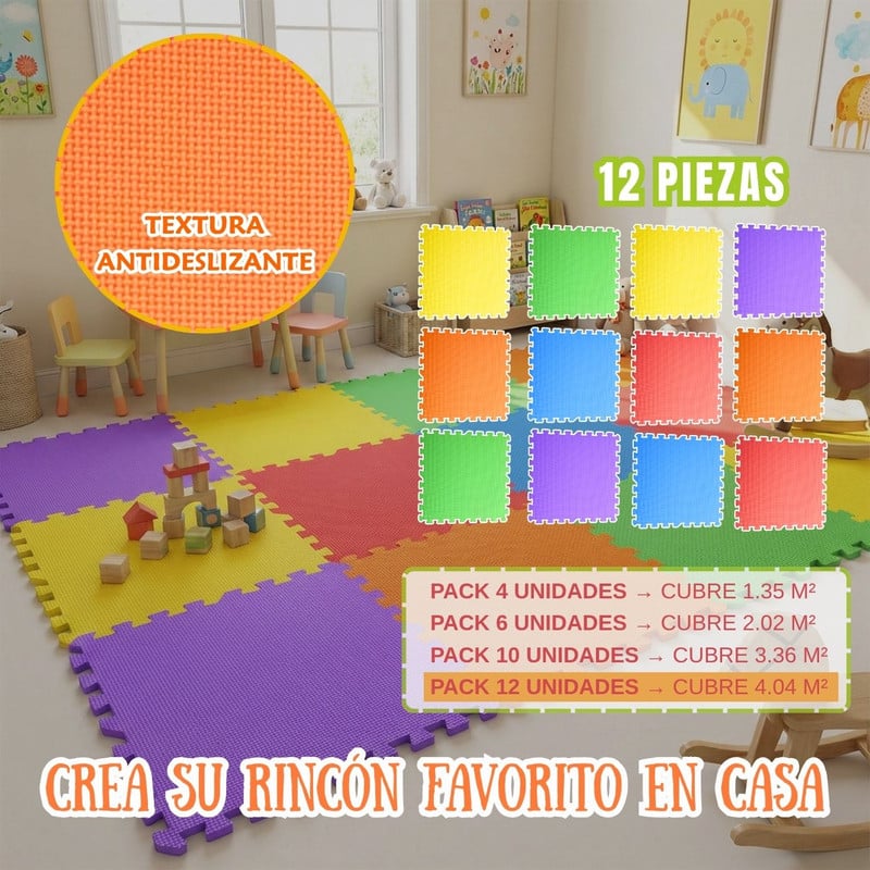 PISO EVA PARA NIÑOS ARMADO RÁPIDO 59X59 PACK 12 - 2